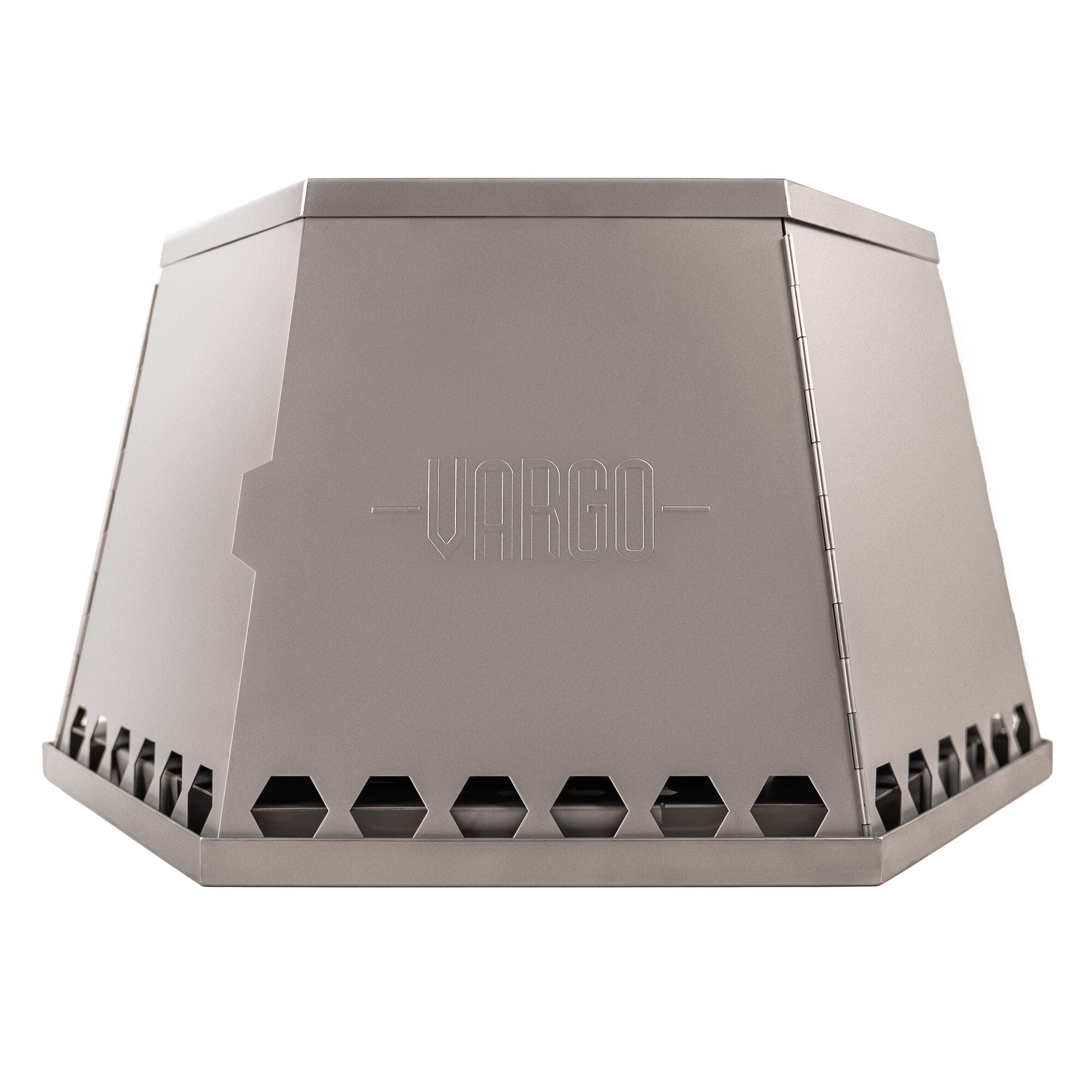 Hexagonal metal vent with 'Vargo' branding on a white background