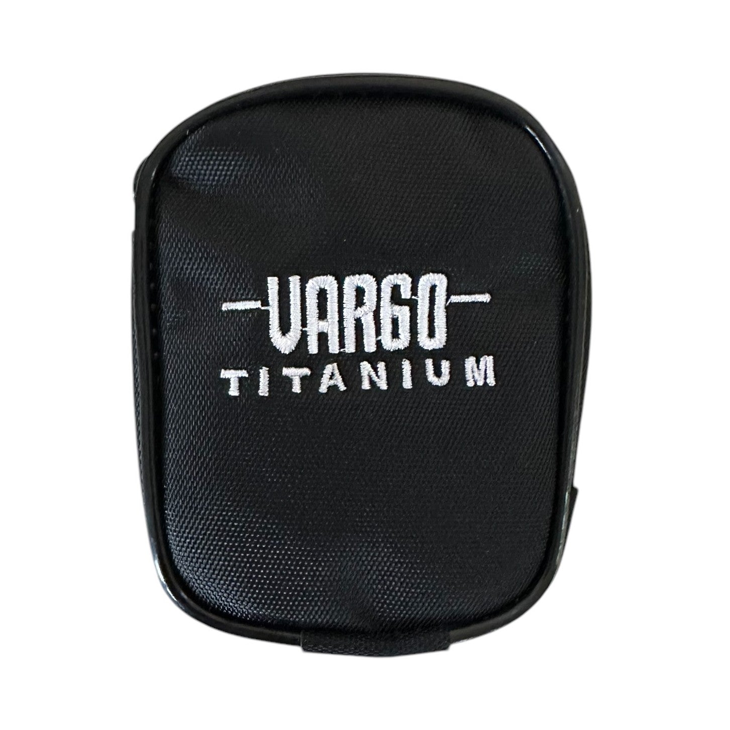 Black pouch with 'Vargo Titanium' branding on a white background