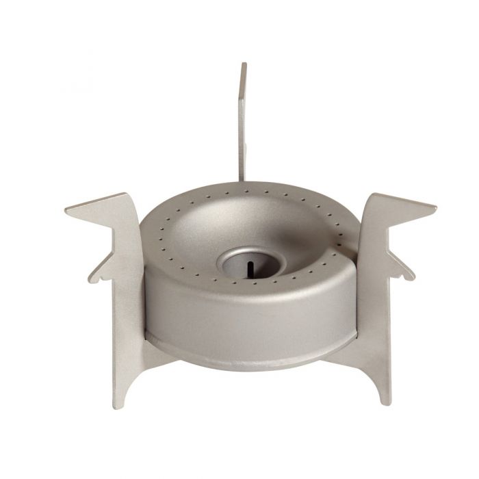 Metallic camping stove on a white background