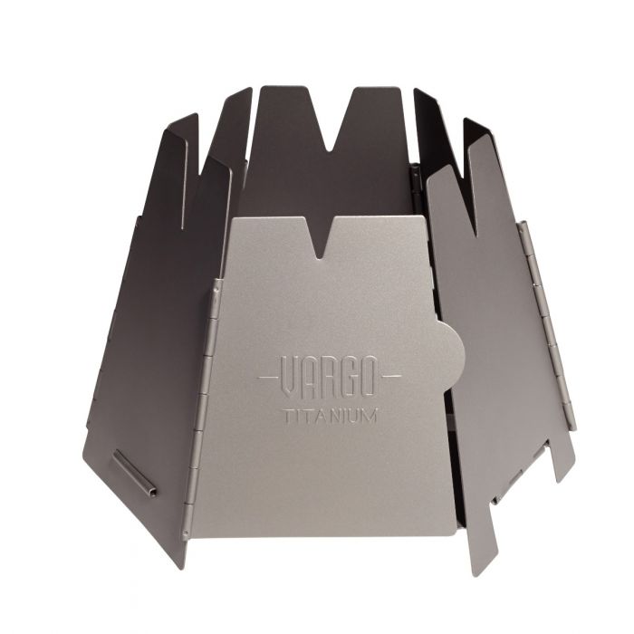 Vargo titanium camping stove on a white background