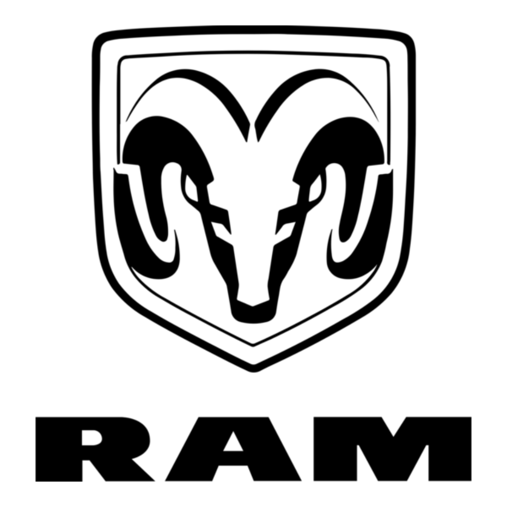 Black RAM logo on a white background