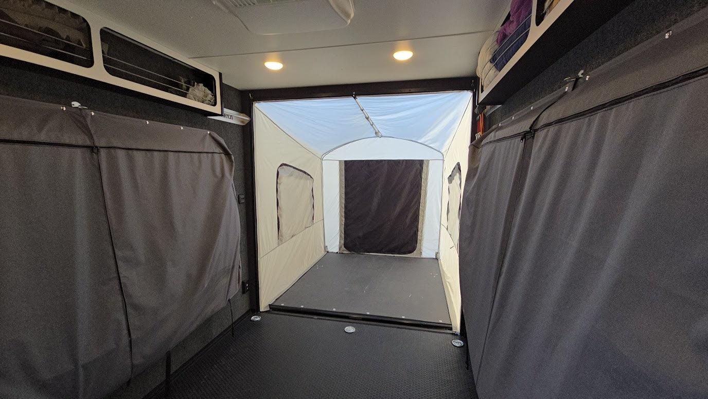 Toy Hauler Patio Ramp Tent by PahaQue for Intech Discover Trailers