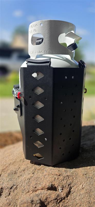 Rock-solid 11 lb propane tank mount for truck campers & overland rigs