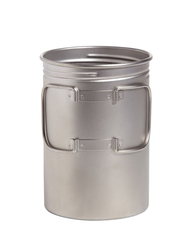 Stainless steel canister on a white background